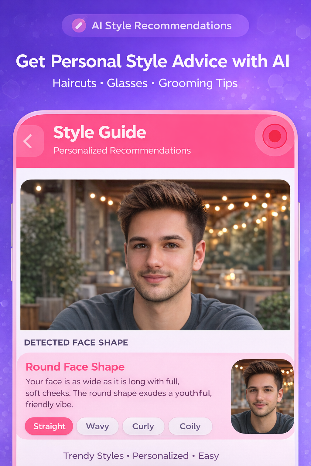 FaceScan personalised style guide screen