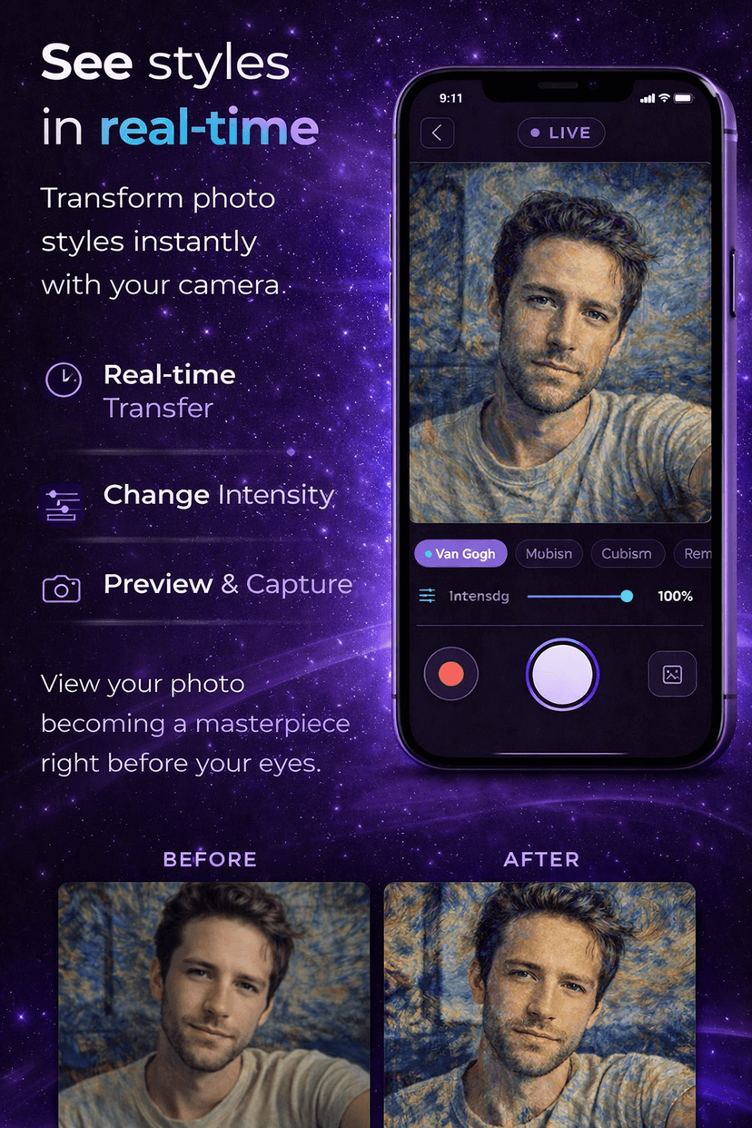 SplashAI real-time style transfer