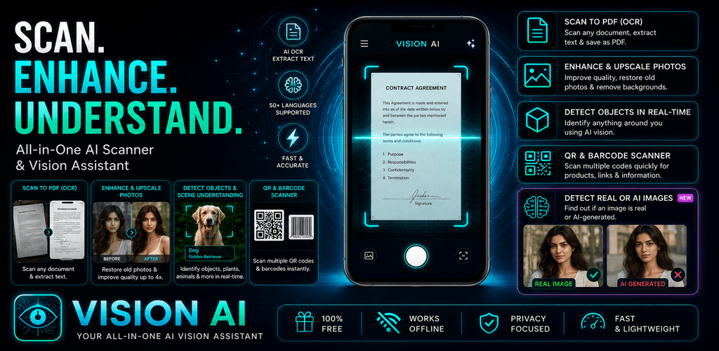 Vision AI – AI document scanner, OCR and photo editor for Android