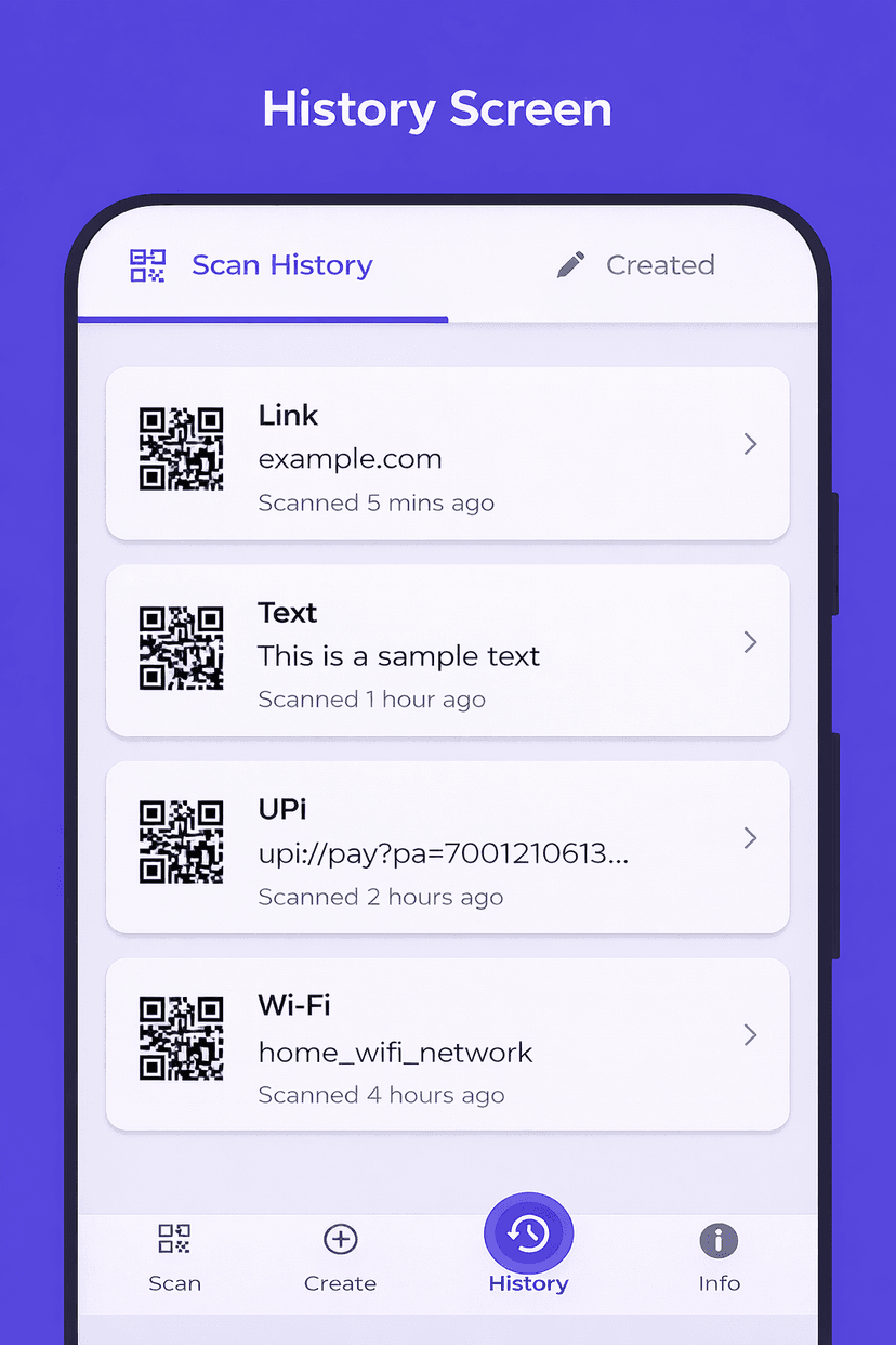 Easy QR scan history