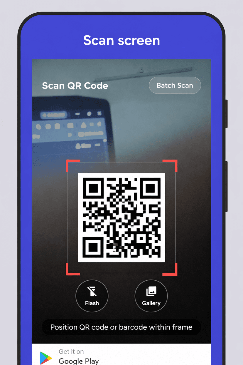 Easy QR scan screen