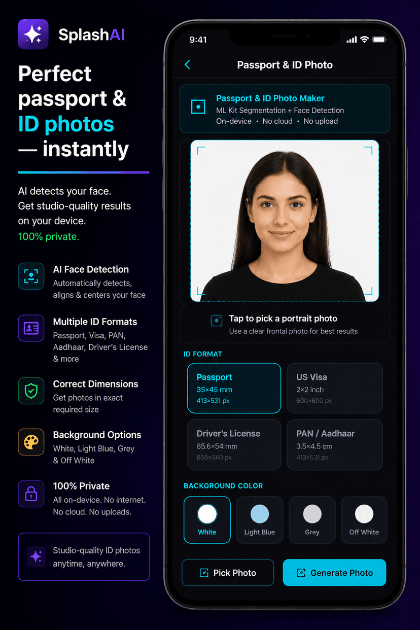 SplashAI passport ID photo