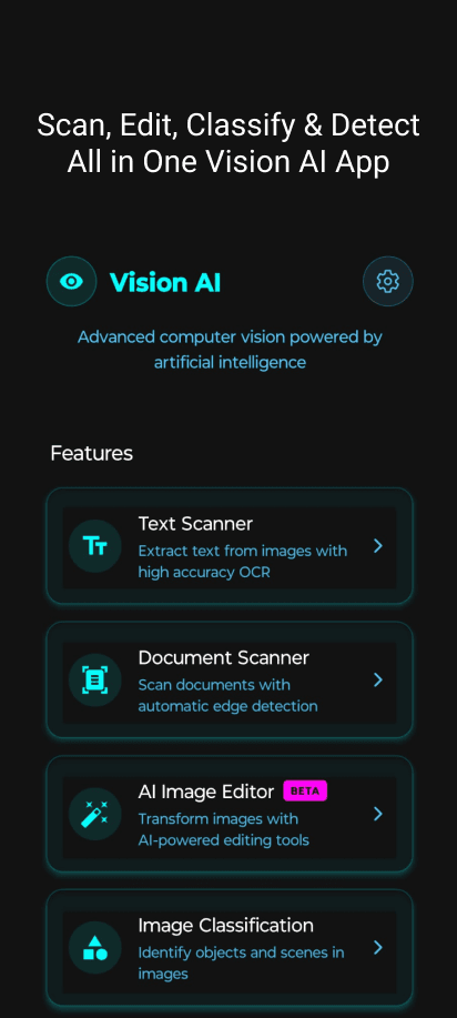 Vision AI home screen